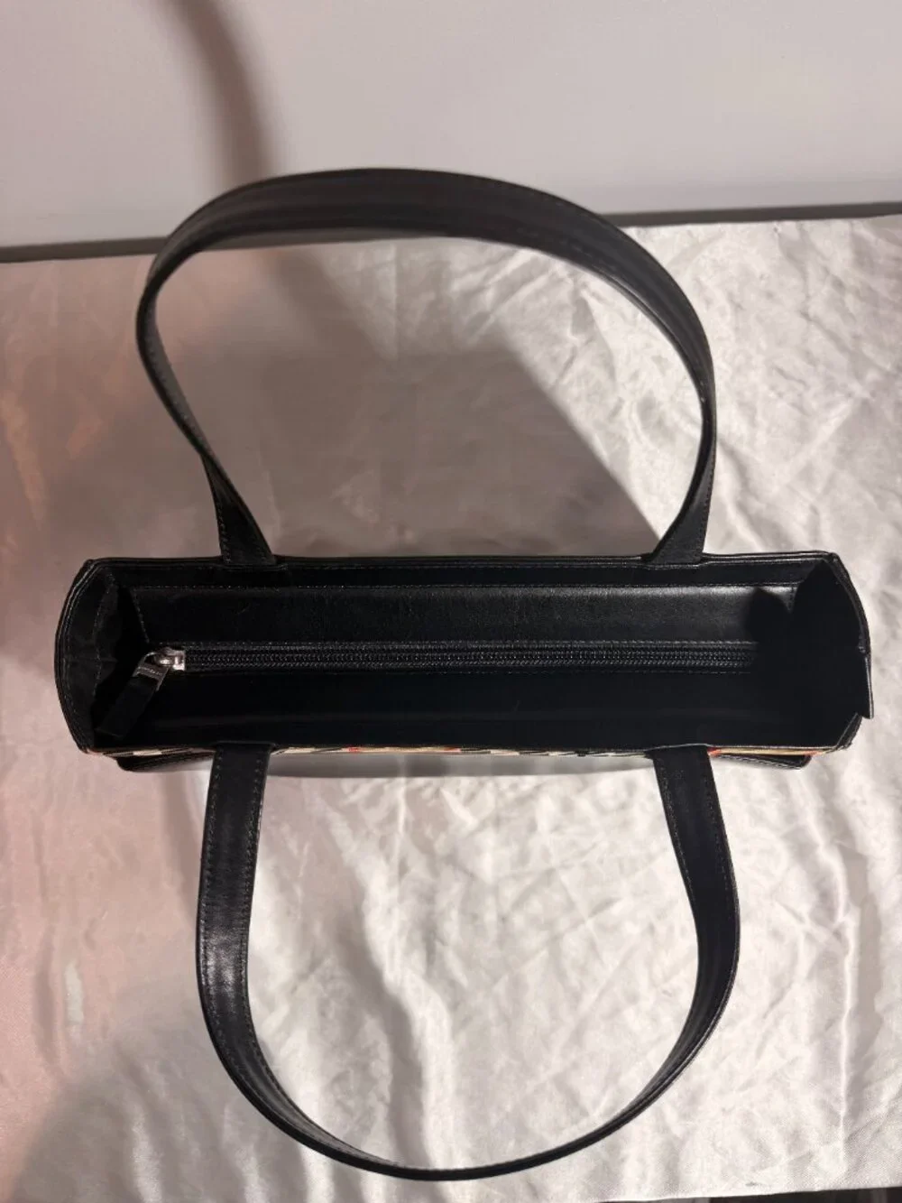 Burberry Black Leather Mini Tote Bag with Nova Check Trim